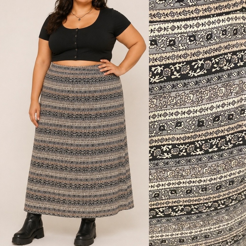 RENA ROWAN Vtg 90s Grunge Floral Midi Maxi Skirt 16W Whimsigoth Dark Academia